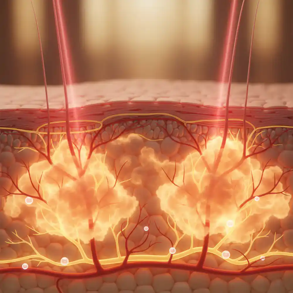 Scientific visualization of light therapy penetrating skin layers