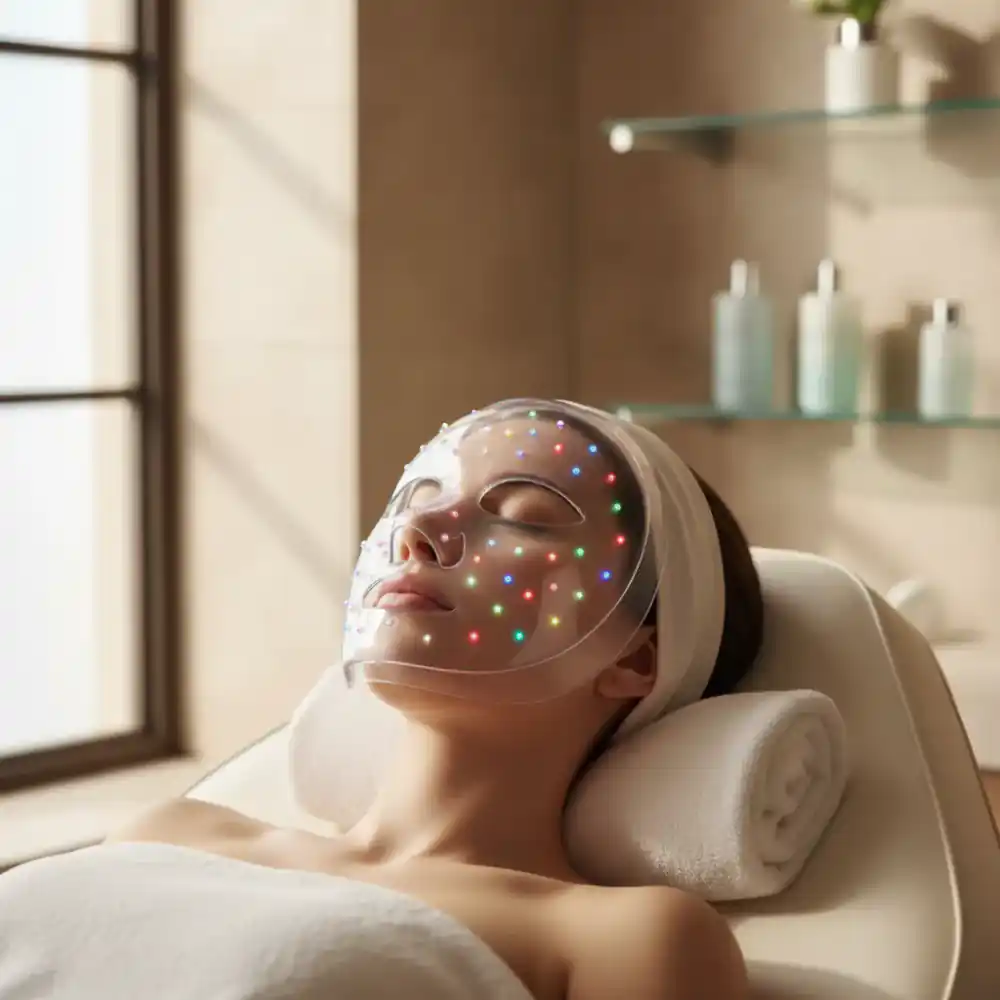 LED mask phototherapy application
