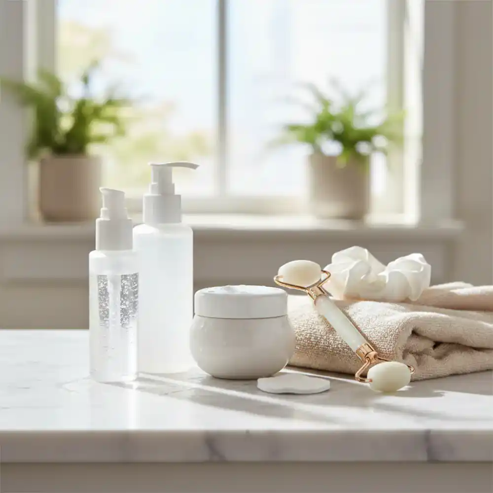 Morning skincare routine elements